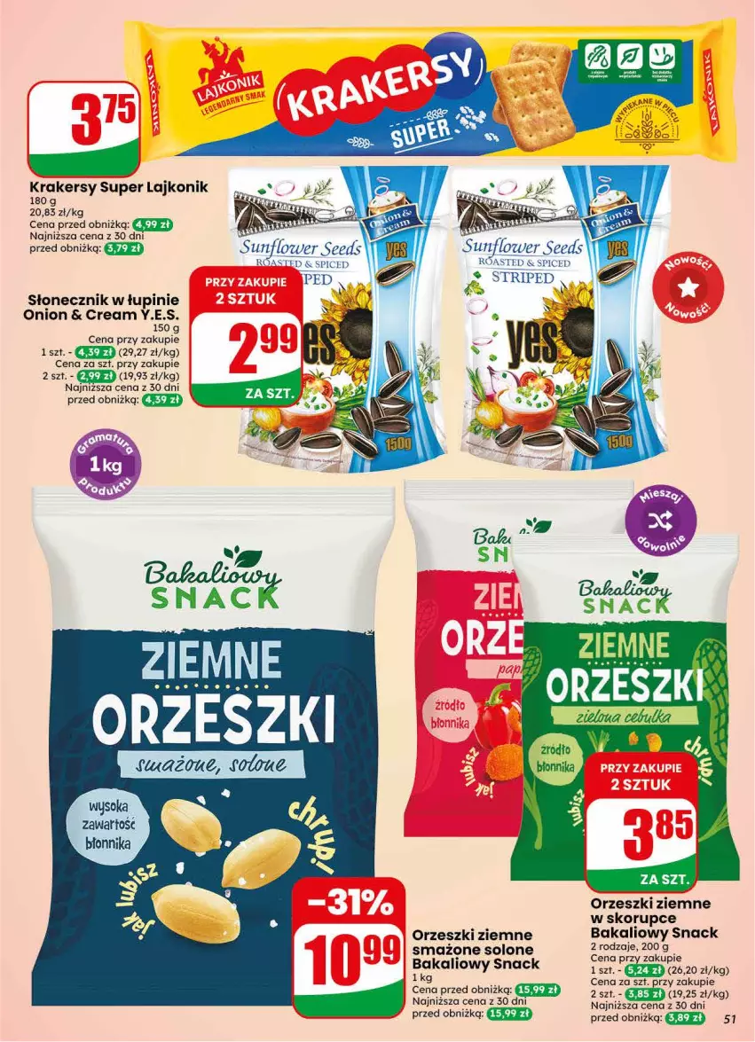 Gazetka promocyjna Dino - Gazetka 30 / 2026 - ważna 22.07 do 28.07.2026 - strona 51 - produkty: Krakersy, Lajkonik, Orzeszki, Orzeszki ziemne, Sok
