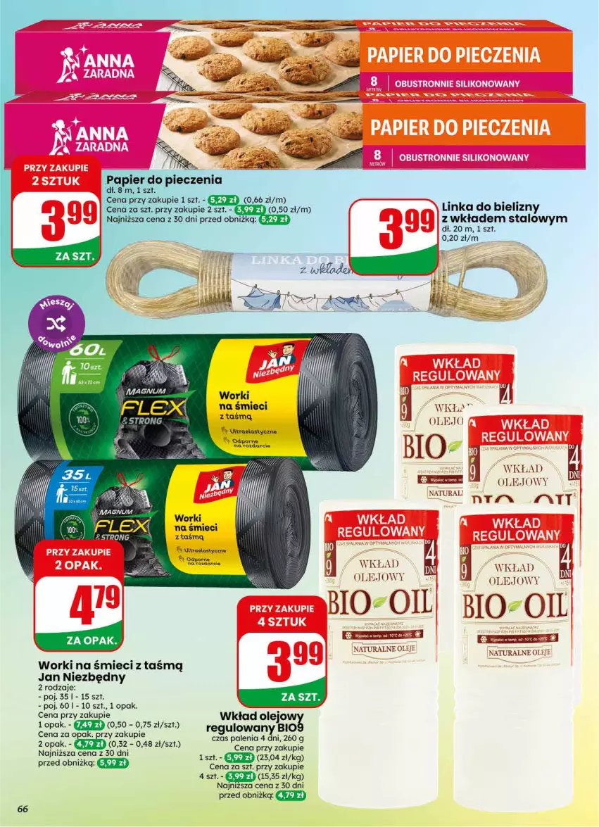 Gazetka promocyjna Dino - Gazetka 30 / 2026 - ważna 22.07 do 28.07.2026 - strona 66 - produkty: Inka, Jan Niezbędny, Olej, Papier, Papier do pieczenia, Piec, Por, Wkład olejowy, Worki na śmiec, Worki na śmieci