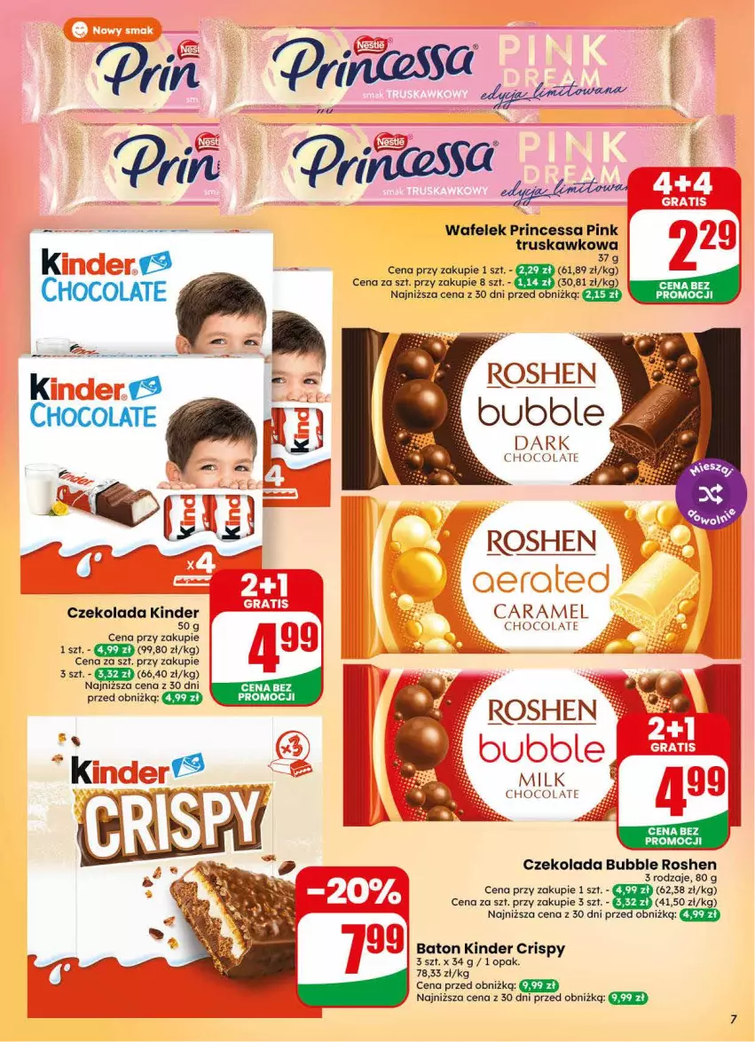 Gazetka promocyjna Dino - Gazetka 30 / 2026 - ważna 22.07 do 28.07.2026 - strona 7 - produkty: Baton, Czekolada, Kinder, Princessa, Wafelek