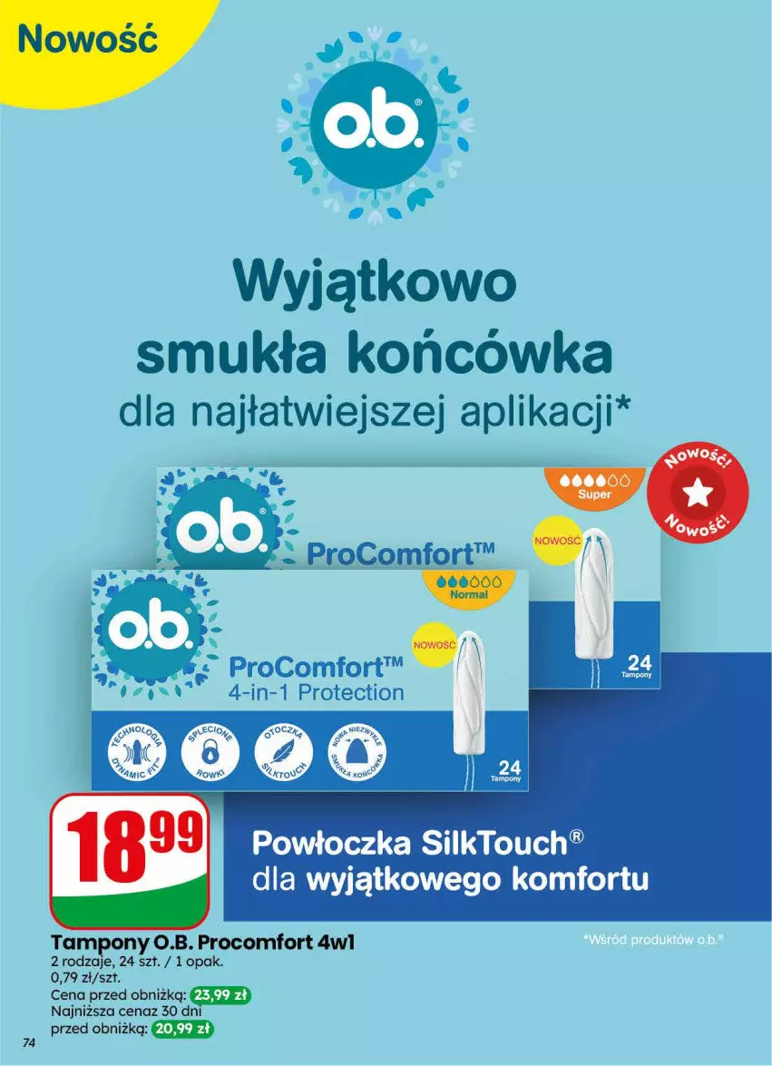 Gazetka promocyjna Dino - Gazetka 30 / 2026 - ważna 22.07 do 28.07.2026 - strona 74 - produkty: O.B., Tampony