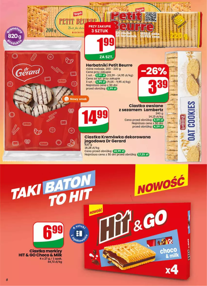 Gazetka promocyjna Dino - Gazetka 30 / 2026 - ważna 22.07 do 28.07.2026 - strona 8 - produkty: Ciastka, Ciastka owsiane, Dr Gerard, Herbatniki, Herbatniki Petit Beurre, Koc, Kremówka, Sezam