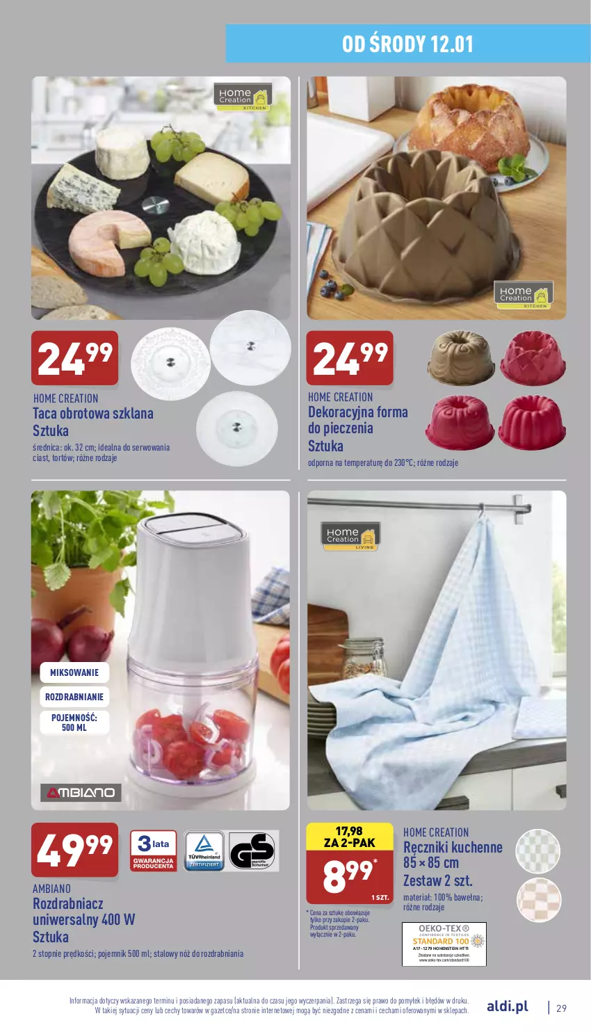 Gazetka promocyjna Aldi - Pełny katalog - ważna 10.01 do 15.01.2022 - strona 29 - produkty: Forma do pieczenia, LANA, Piec, Pojemnik, Por, Ręcznik, Rozdrabniacz, Ser, Taca, Top, Wełna