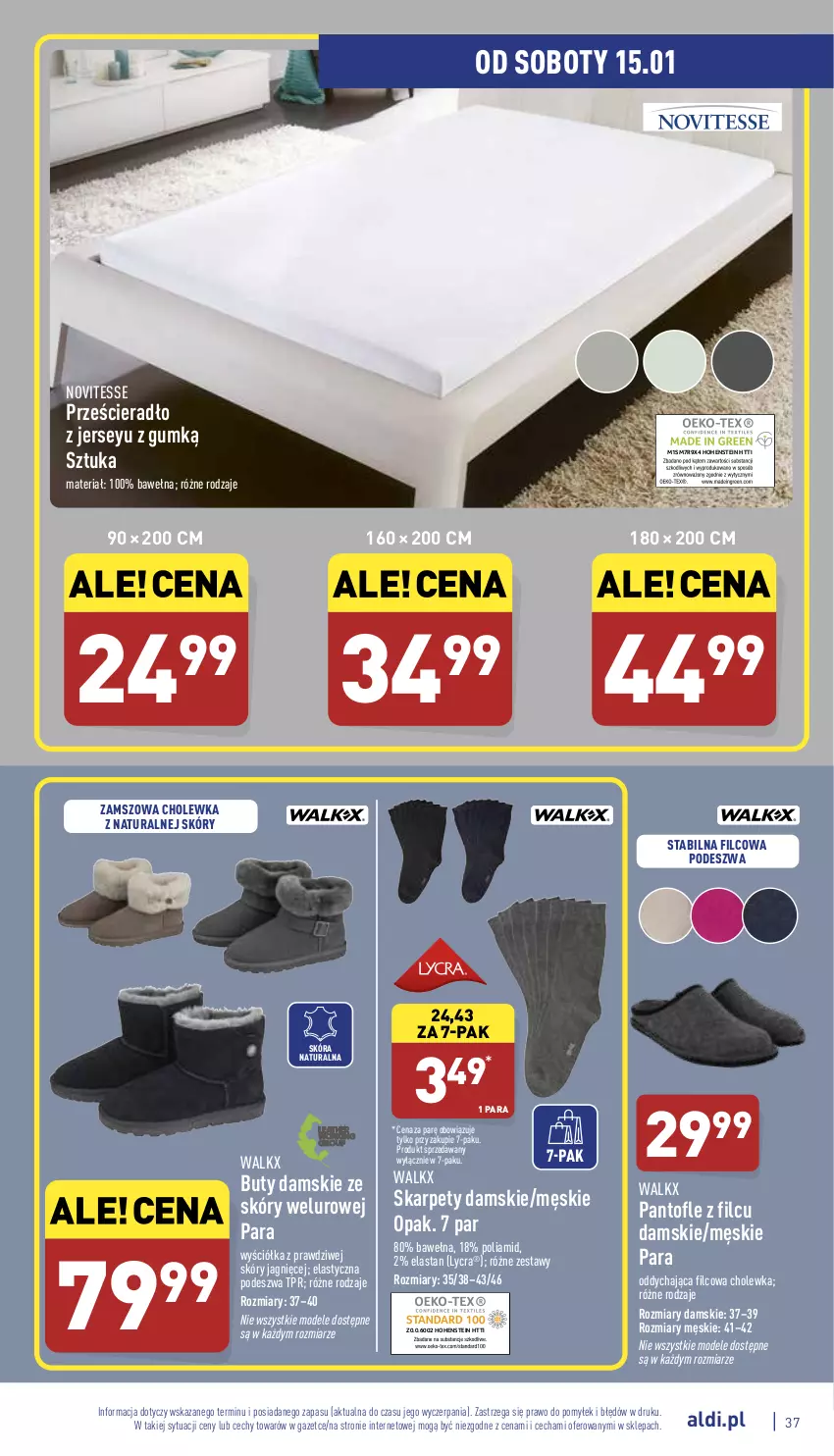 Gazetka promocyjna Aldi - Pełny katalog - ważna 10.01 do 15.01.2022 - strona 37 - produkty: Buty, Karp, Prześcieradło, Wełna