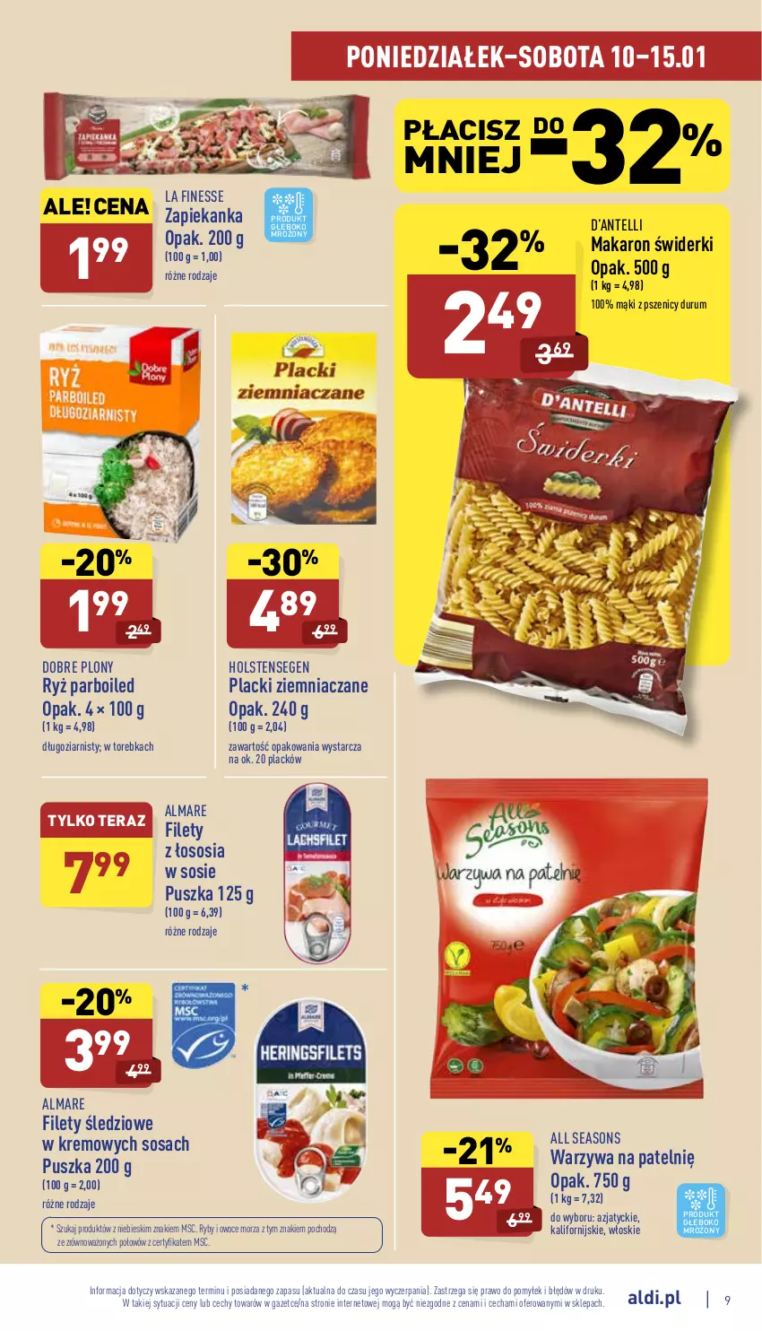 Gazetka promocyjna Aldi - Pełny katalog - ważna 10.01 do 15.01.2022 - strona 9 - produkty: All Seasons, Lack, Makaron, Owoce, Owoce morza, Rum, Ryby i owoce morza, Ryż, Ryż parboiled, Sos, Tera, Torebka, Warzywa, Zapiekanka