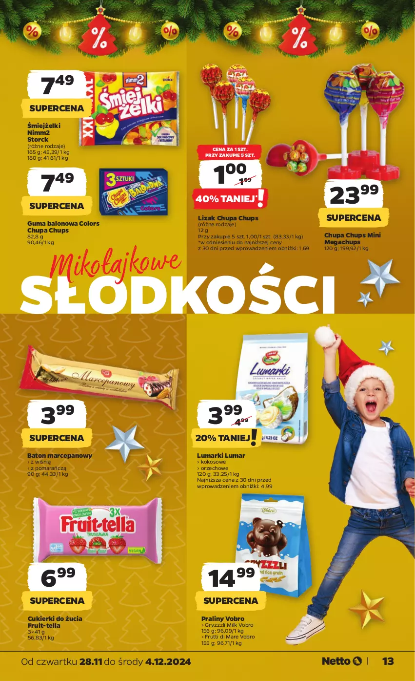 Gazetka promocyjna Netto - Od Czwartku - ważna 28.11 do 04.12.2024 - strona 13 - produkty: Baton, Baton marcepanowy, Chupa Chups, Cukier, Cukierki, Gry, Kokos, Nimm2, Praliny