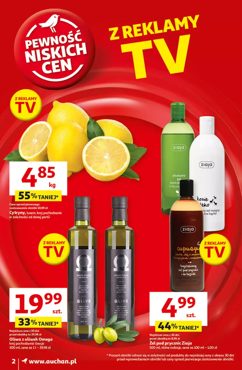 Gazetka promocyjna Auchan - Pewność Niskich Cen Moje - ważna 31.10 do 06.11.2024 - strona 2 - produkty: Cytryny, Oliwa, Oliwa z oliwek, Ziaja