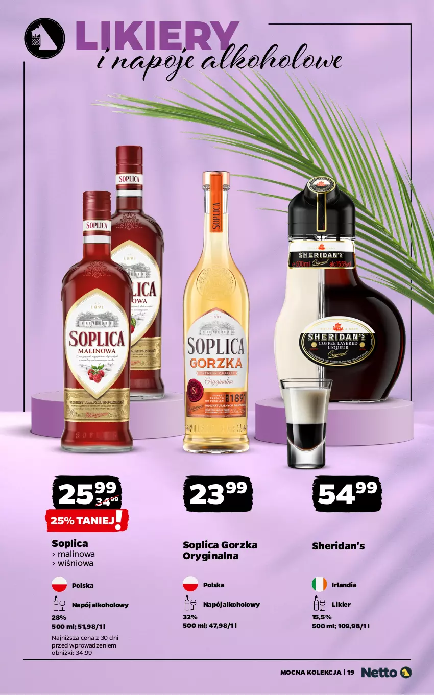 Gazetka promocyjna Netto - Netto_MK_06/25 - ważna 02.06 do 30.06.2025 - strona 19 - produkty: Gin, Likier, Napój, Napoje, Sheridan's, Soplica