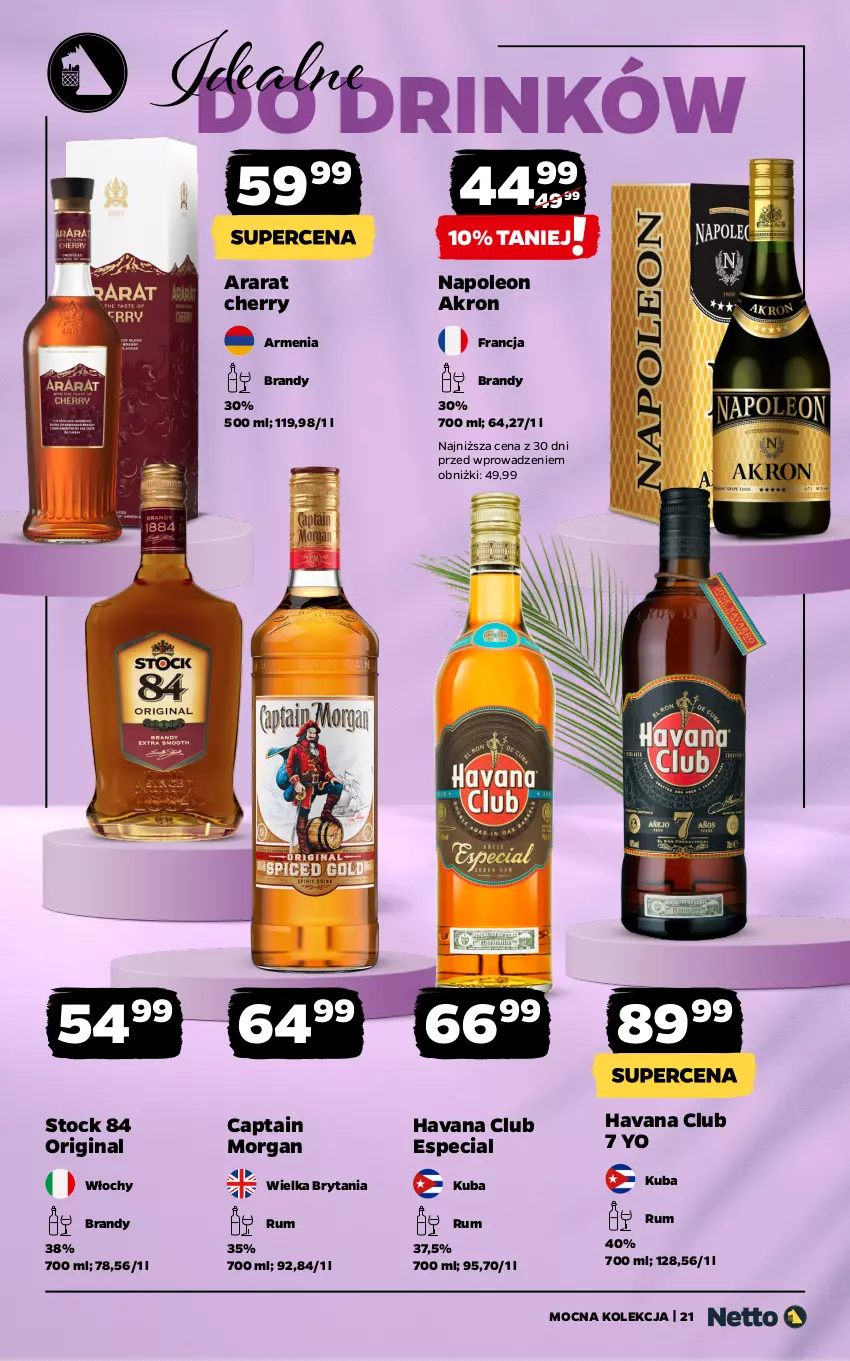 Gazetka promocyjna Netto - Netto_MK_06/25 - ważna 02.06 do 30.06.2025 - strona 21 - produkty: Brandy, Captain Morgan, Gin, Leon, Oleo, Rum, Stock