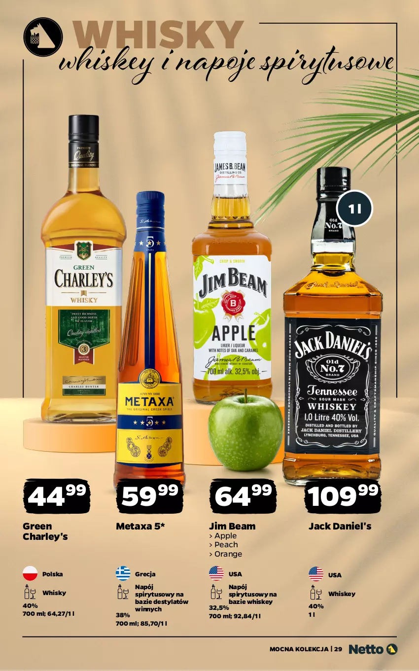 Gazetka promocyjna Netto - Netto_MK_06/25 - ważna 02.06 do 30.06.2025 - strona 29 - produkty: Jack Daniel's, Jim Beam, Metaxa, Napój, Napoje, Whiskey, Whisky