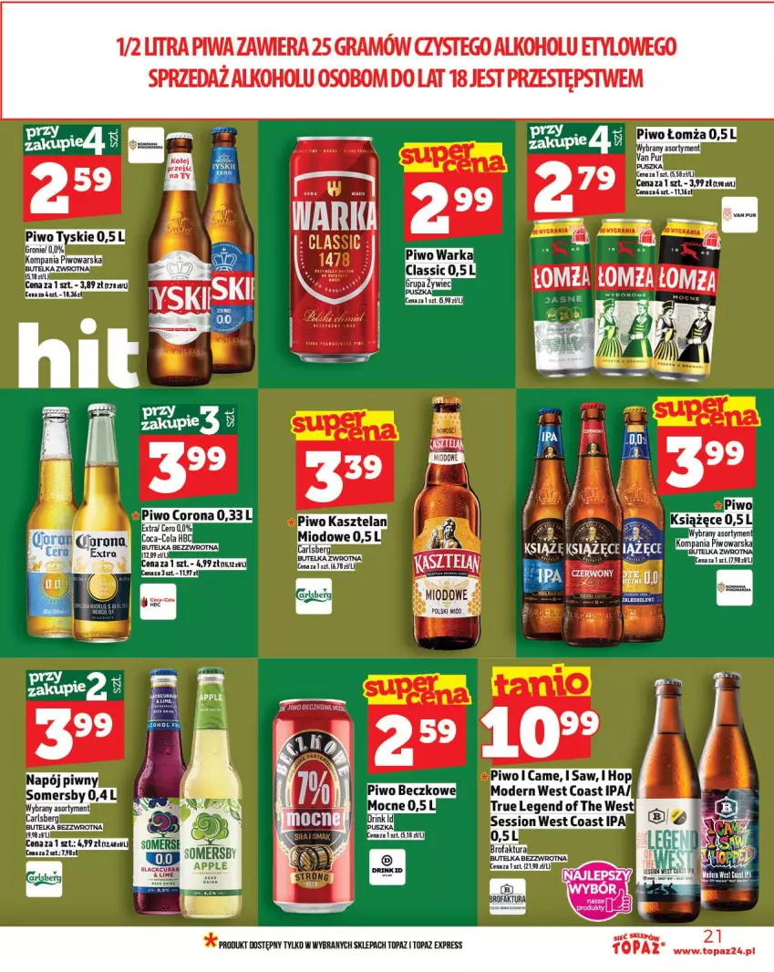 Gazetka promocyjna Topaz - Gazetka - ważna 13.11 do 19.11.2025 - strona 21 - produkty: Gra, Książęce, Piwa, Somersby, Top