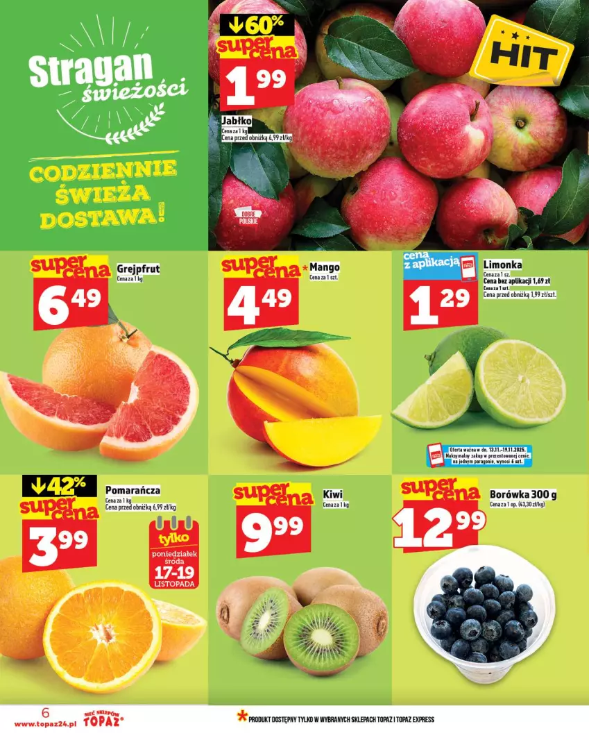 Gazetka promocyjna Topaz - Gazetka - ważna 13.11 do 19.11.2025 - strona 6 - produkty: Grejpfrut, Top
