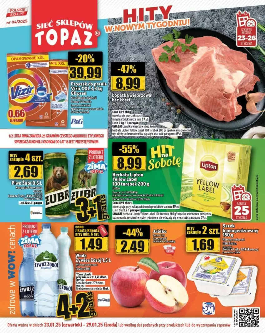 Gazetka promocyjna Topaz - ważna 23.01.2025 do 22.01.2026 - strona 1 - produkty: Herbata, Lipton, Piwo, Ser, Serek, Waga