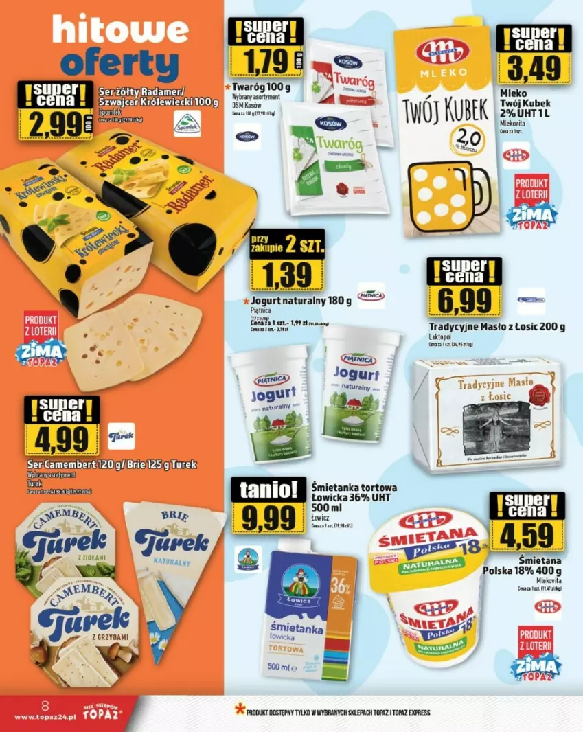 Gazetka promocyjna Topaz - ważna 23.01.2025 do 22.01.2026 - strona 27 - produkty: Jogurt, Jogurt naturalny, Kubek, Masło, Mleko, Mlekovita, Radamer, Ser, Top, Twaróg, Vita C