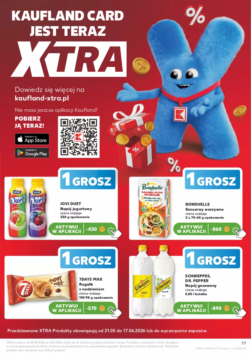 Gazetka promocyjna Kaufland - Gazetka tygodnia - ważna 28.05 do 02.06.2026 - strona 19 - produkty: Bonduelle, Jogurt, Napój, Napój gazowany, Napój jogurtowy, Rogal, Schweppes, Ser, Tera