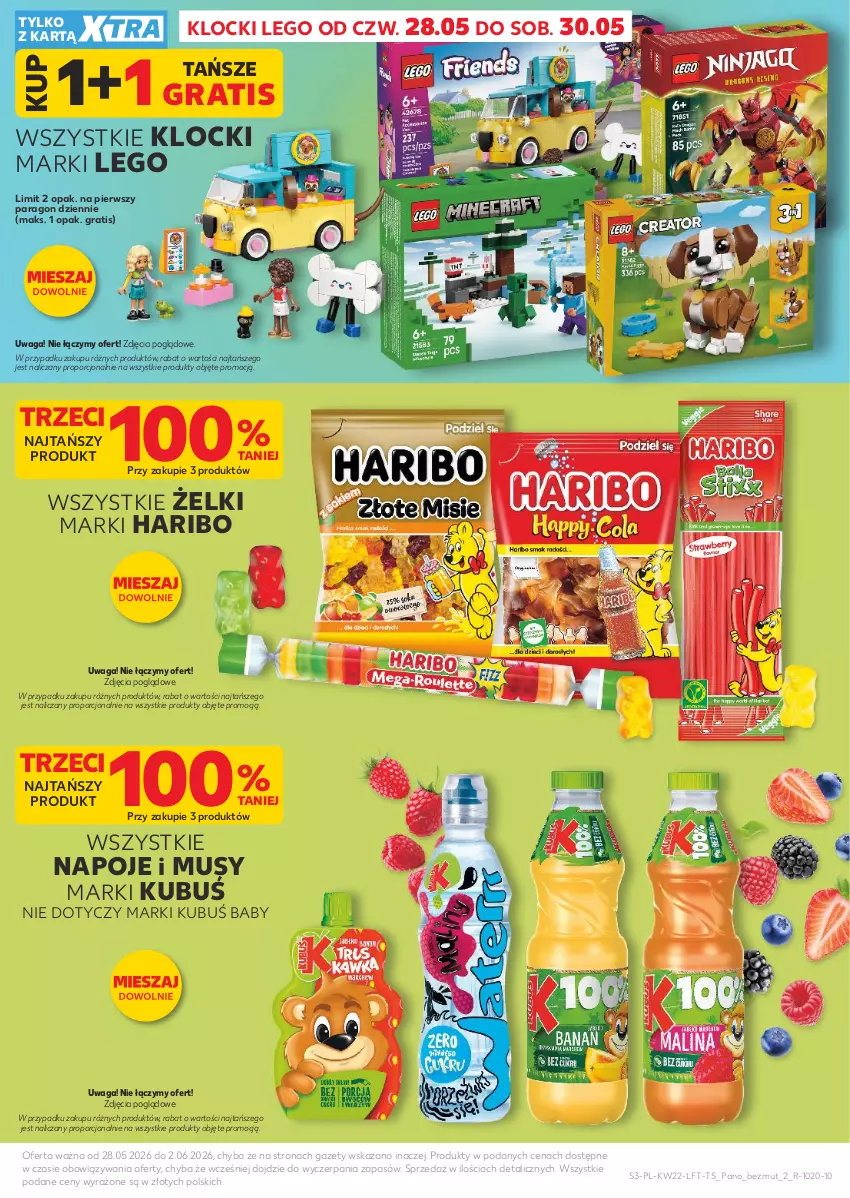 Gazetka promocyjna Kaufland - Gazetka tygodnia - ważna 28.05 do 02.06.2026 - strona 3 - produkty: Gra, Haribo, Klocki, Kubuś, LEGO, Mus, Napoje, Por, Waga