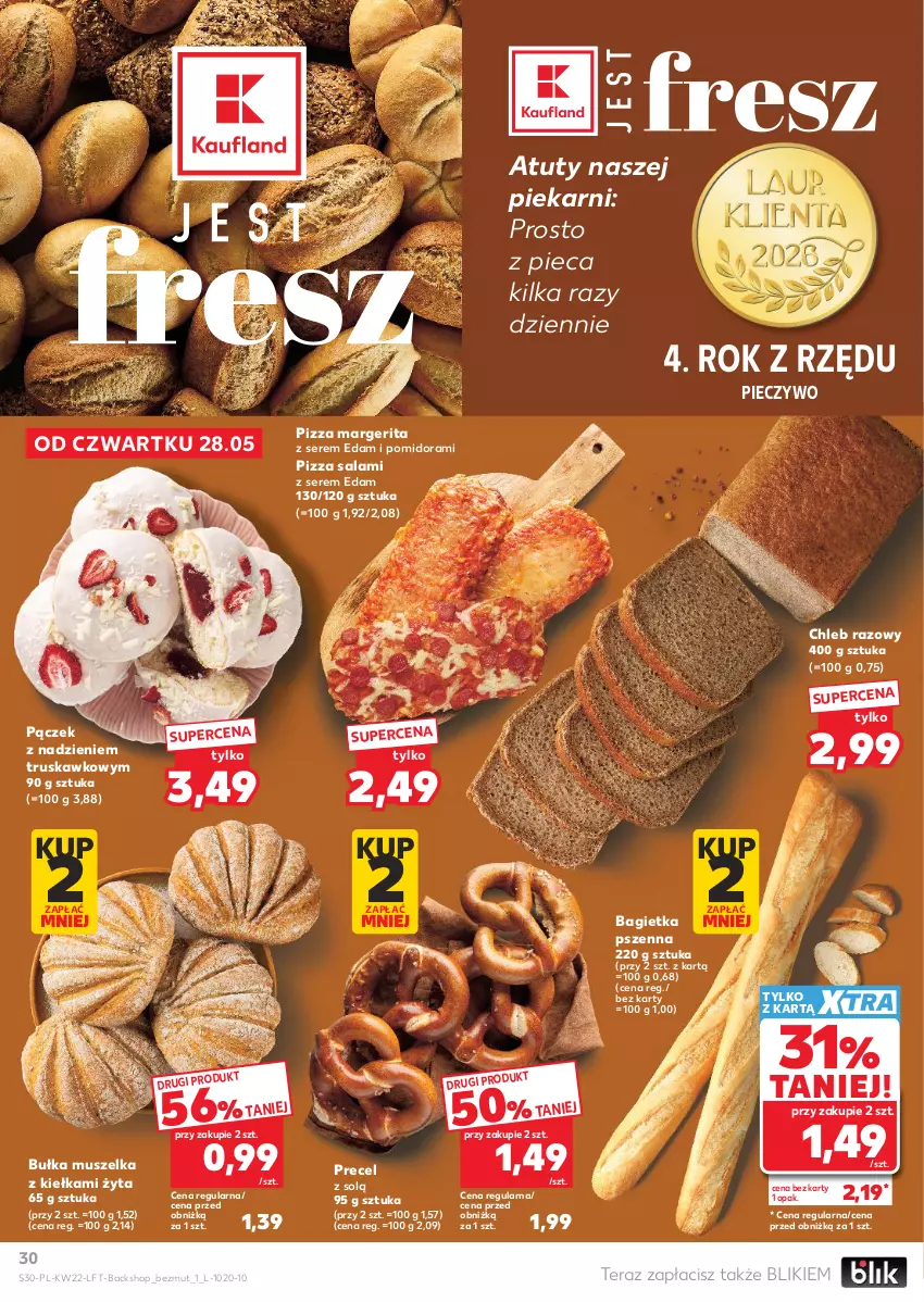 Gazetka promocyjna Kaufland - Gazetka tygodnia - ważna 28.05 do 02.06.2026 - strona 30 - produkty: Bagietka, Bagietka pszenna, Bułka, Chleb, Edam, Mus, Pączek, Piec, Pieczywo, Pizza, Salami, Ser, Tera