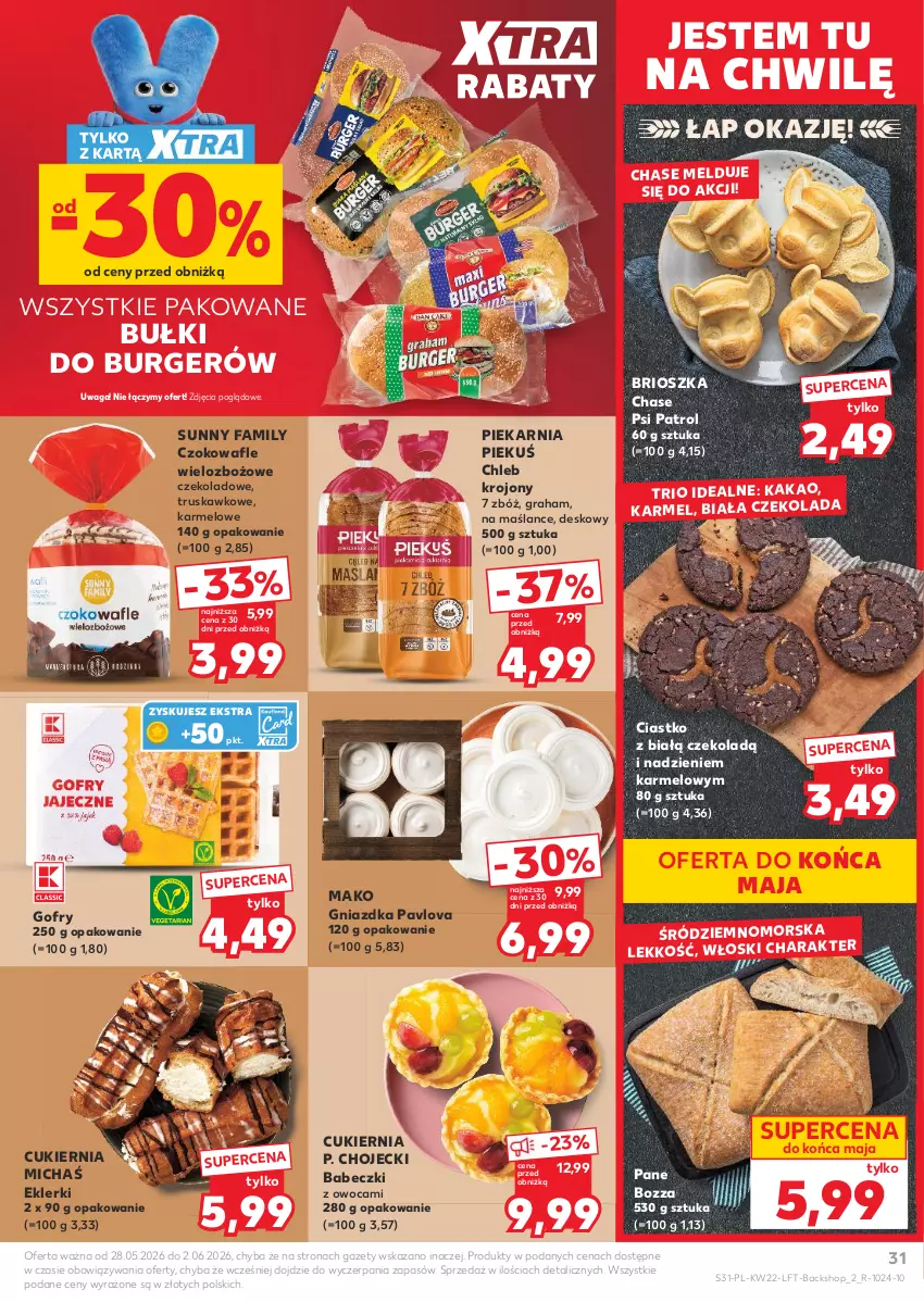 Gazetka promocyjna Kaufland - Gazetka tygodnia - ważna 28.05 do 02.06.2026 - strona 31 - produkty: Babeczki, Burger, Chleb, Cukier, Czekolada, Fa, Gofry, Gra, Kakao, Psi Patrol, Wafle, Waga