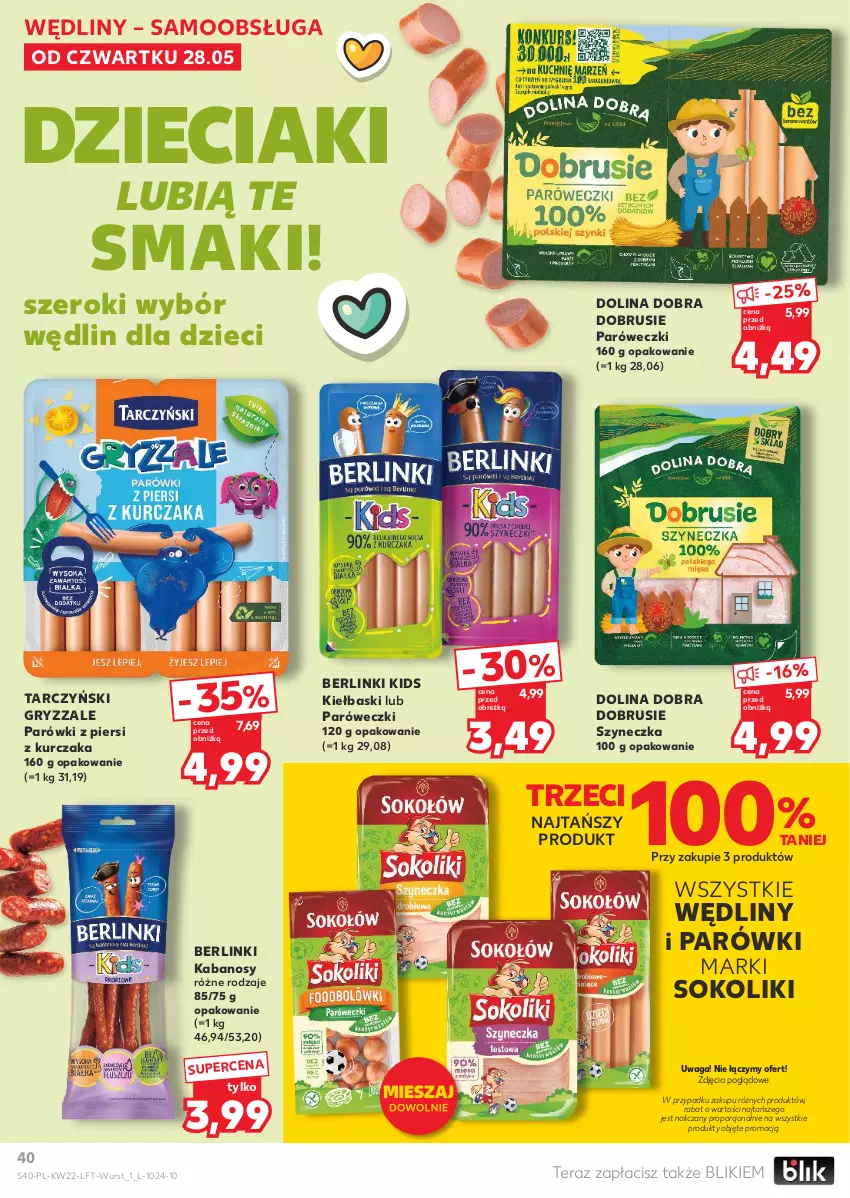 Gazetka promocyjna Kaufland - Gazetka tygodnia - ważna 28.05 do 02.06.2026 - strona 40 - produkty: Berlinki, Dzieci, Gry, Kabanos, Kurczak, Obrus, Parówki, Por, Sok, Tarczyński, Tera, Waga