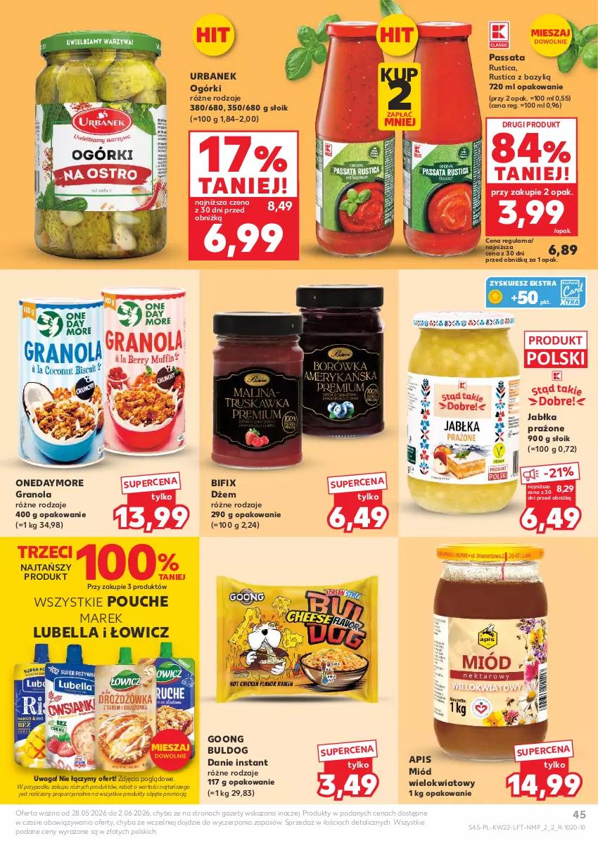 Gazetka promocyjna Kaufland - Gazetka tygodnia - ważna 28.05 do 02.06.2026 - strona 45 - produkty: Bazyl, Bell, Bella, Dżem, Gra, Granola, Jabłka, Jabłka prażone, Lubella, Miód, Por, Rust, Waga