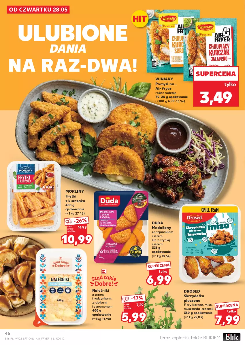 Gazetka promocyjna Kaufland - Gazetka tygodnia - ważna 28.05 do 02.06.2026 - strona 46 - produkty: Czosnek, Duda, Frytki, Jabłka, Kurczak, Lion, Morliny, Mus, Musztarda, Naleśniki, Piec, Ser, Skrzydełka pieczone, Szpinak, Tera, Winiary