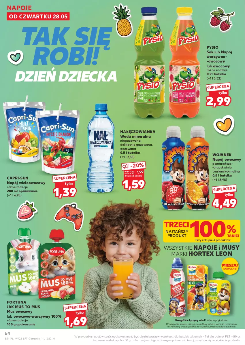 Gazetka promocyjna Kaufland - Gazetka tygodnia - ważna 28.05 do 02.06.2026 - strona 54 - produkty: Fortuna, Hortex, Leon, Mus, Nałęczowianka, Napój, Napoje, Por, Sok, Tran, Waga, Woda, Woda mineralna