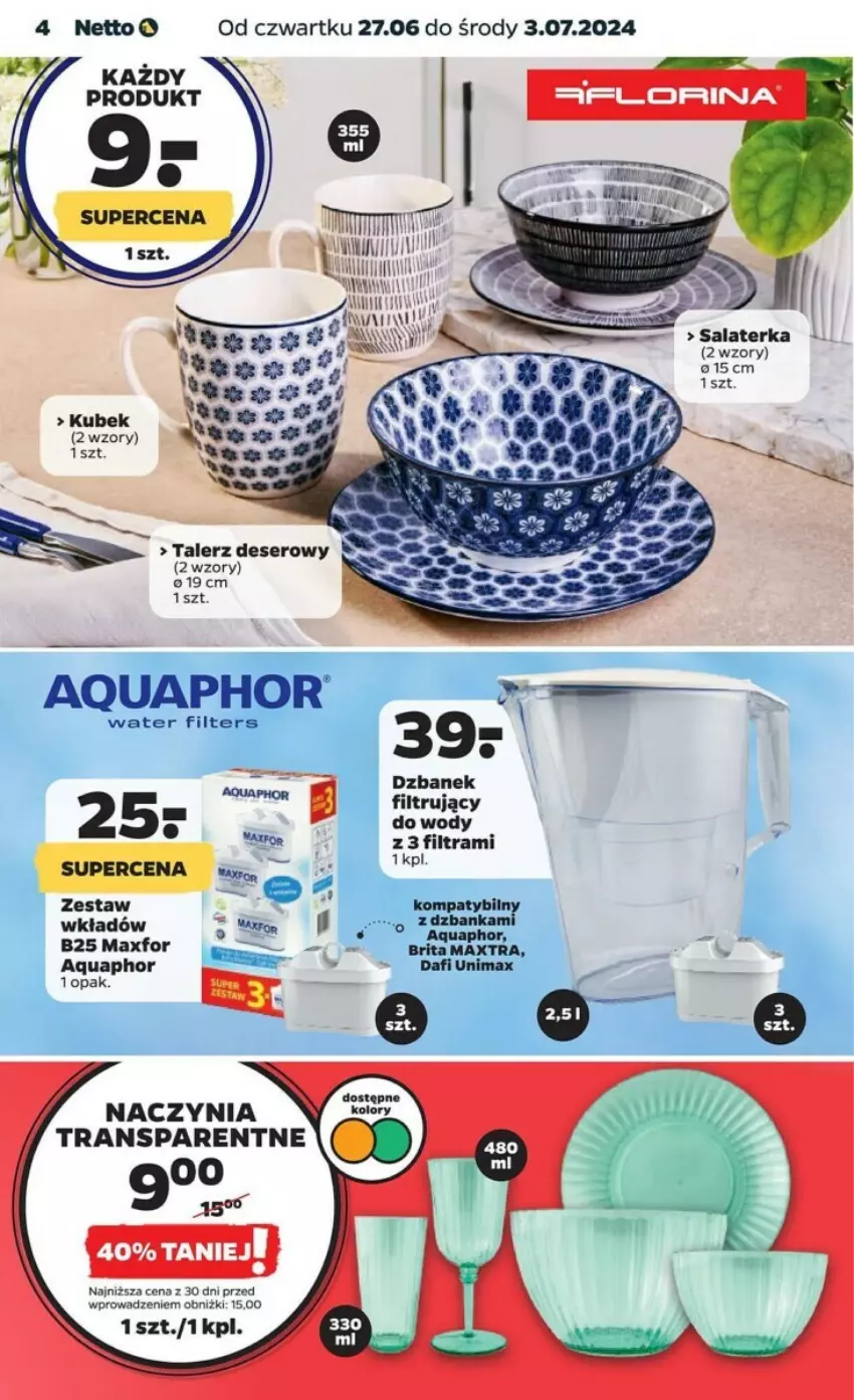 Gazetka promocyjna Netto - ważna 26.06 do 03.07.2024 - strona 3 - produkty: Aquaphor, Brit, Brita, Brita Maxtra, Deser, Dzbanek, Dzbanek filtrujący, Kubek, Salaterka, Ser, Talerz, Talerz deserowy, Tran