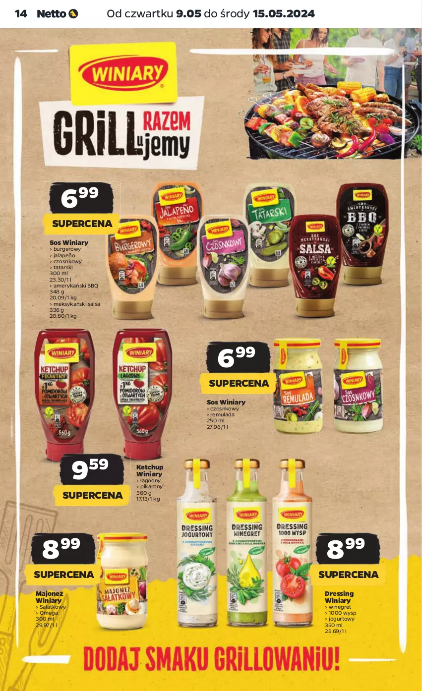 Gazetka promocyjna Netto - Od Czwartku - ważna 09.05 do 15.05.2024 - strona 14 - produkty: Burger, Dres, Jogurt, Ketchup, Majonez, Sałat, Salsa, Sos, Winiary