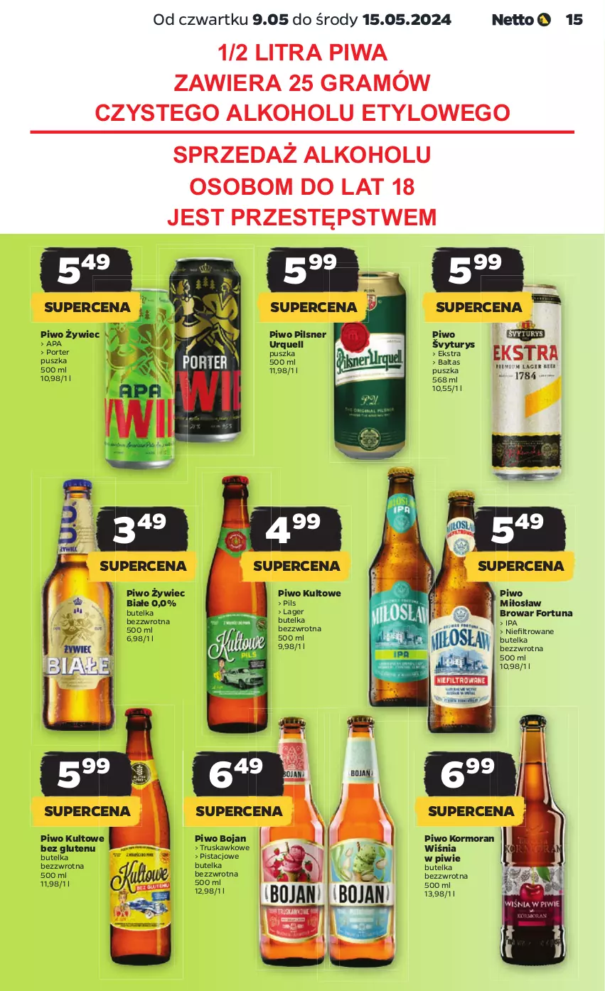 Gazetka promocyjna Netto - Od Czwartku - ważna 09.05 do 15.05.2024 - strona 15 - produkty: Fortuna, Gra, Pilsner Urquell, Piwa, Piwo, Por