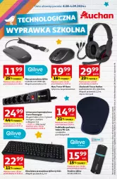 Gazetka promocyjna Auchan - Technologiczna wyprawka szkolna Hipermarket - Gazetka - ważna od 04.09 do 04.09.2024 - strona 1 - produkty: Acer, Pendrive, Słuchawki, Klawiatura, Mikrofon, Podkładka, Mysz, Podkładka pod mysz, Podkład, Listwa, Fa