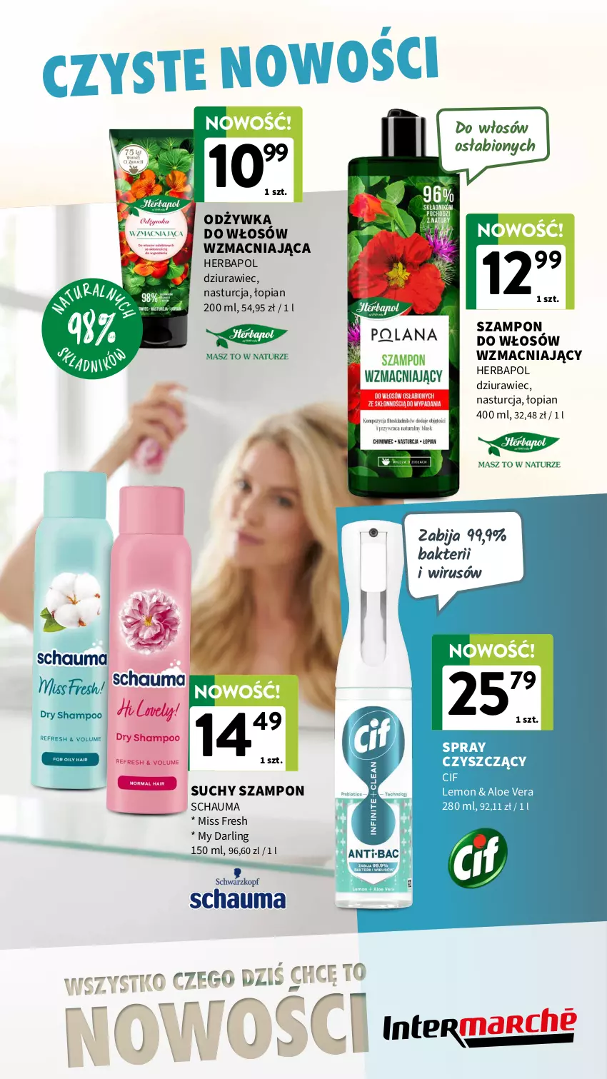 Gazetka promocyjna Intermarche - Katalog Nowości - ważna 07.05 do 20.05.2026 - strona 11 - produkty: Aloe vera, Cif, Herbapol, Odżywka, Schauma, Suchy szampon, Szampon