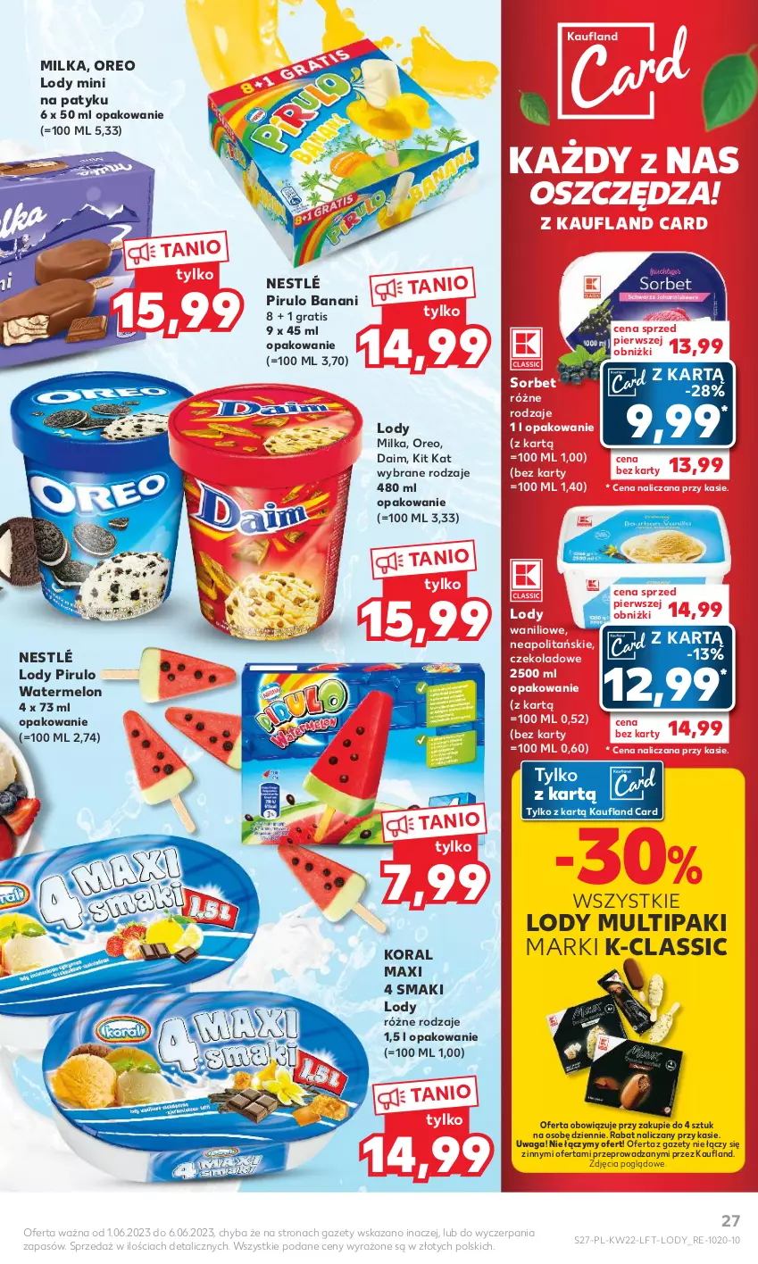 Gazetka promocyjna Kaufland - Gazetka tygodnia - ważna 01.06 do 06.06.2023 - strona 27 - produkty: Gra, Kit Kat, Lody, Melon, Milka, Nestlé, Oreo, Waga