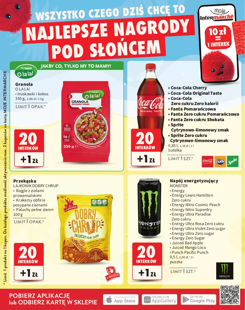 Gazetka promocyjna Intermarche - Katalog Interki - ważna 02.06 do 31.08.2025 - strona 12 - produkty: Bajgle, Cif, Coca-Cola, Fa, Fanta, Gin, Gra, Granola, Kokos, Krakersy, Lajkonik, Mango, Napój, Sprite, Truskawki