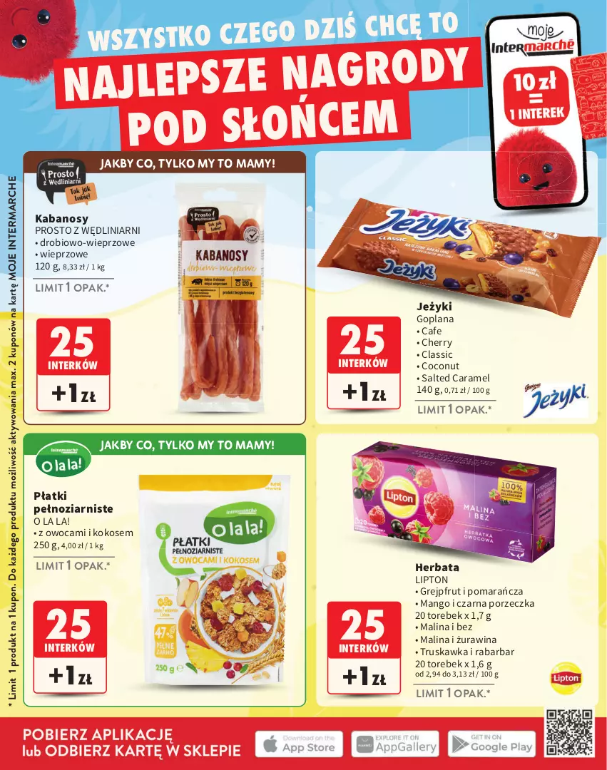 Gazetka promocyjna Intermarche - Katalog Interki - ważna 02.06 do 31.08.2025 - strona 16 - produkty: Goplana, Grejpfrut, Herbata, Jeżyki, Kabanos, Kokos, LANA, Lipton, Mango, Por