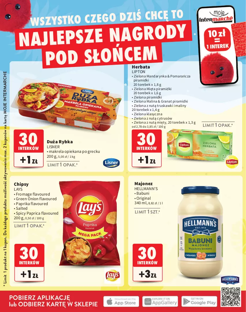 Gazetka promocyjna Intermarche - Katalog Interki - ważna 02.06 do 31.08.2025 - strona 18 - produkty: Babuni, Chipsy, Gin, Gra, Granat, Hellmann’s, Herbata, Lipton, Lisner, Majonez, Maliny, Mięta, Truskawki