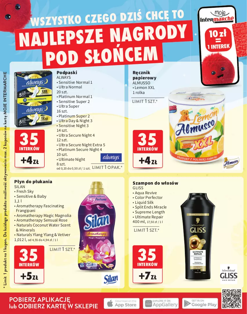 Gazetka promocyjna Intermarche - Katalog Interki - ważna 02.06 do 31.08.2025 - strona 22 - produkty: Always, Fa, Mus, Papier, Płyn do płukania, Podpaski, Ręcznik, Sensual, Silan, Szampon