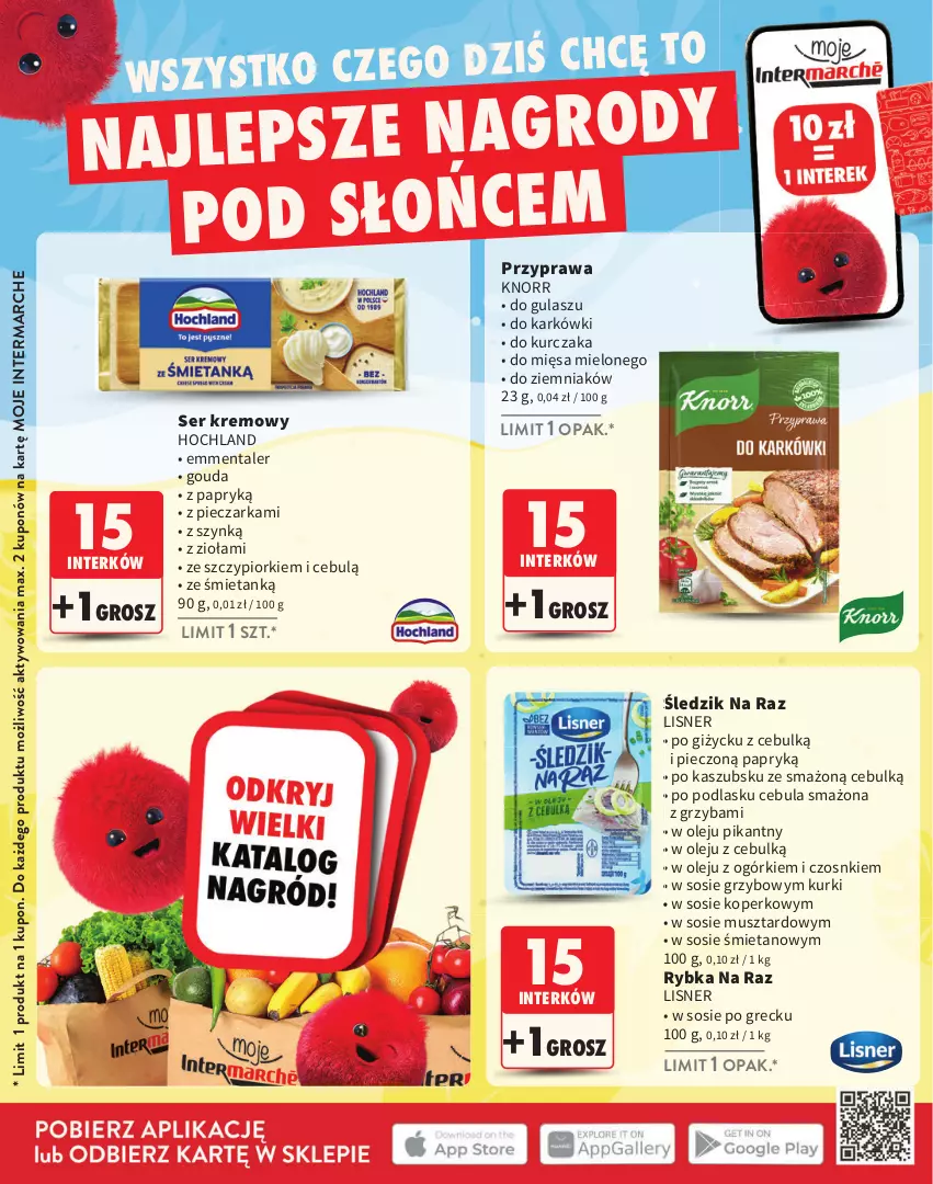 Gazetka promocyjna Intermarche - Katalog Interki - ważna 02.06 do 31.08.2025 - strona 8 - produkty: Cebula, Cebula smażona, Emmental, Gouda, Hochland, Knorr, Kurczak, Lisner, Mus, Olej, Piec, Pieczarka, Rybka na raz, Ser, Sos