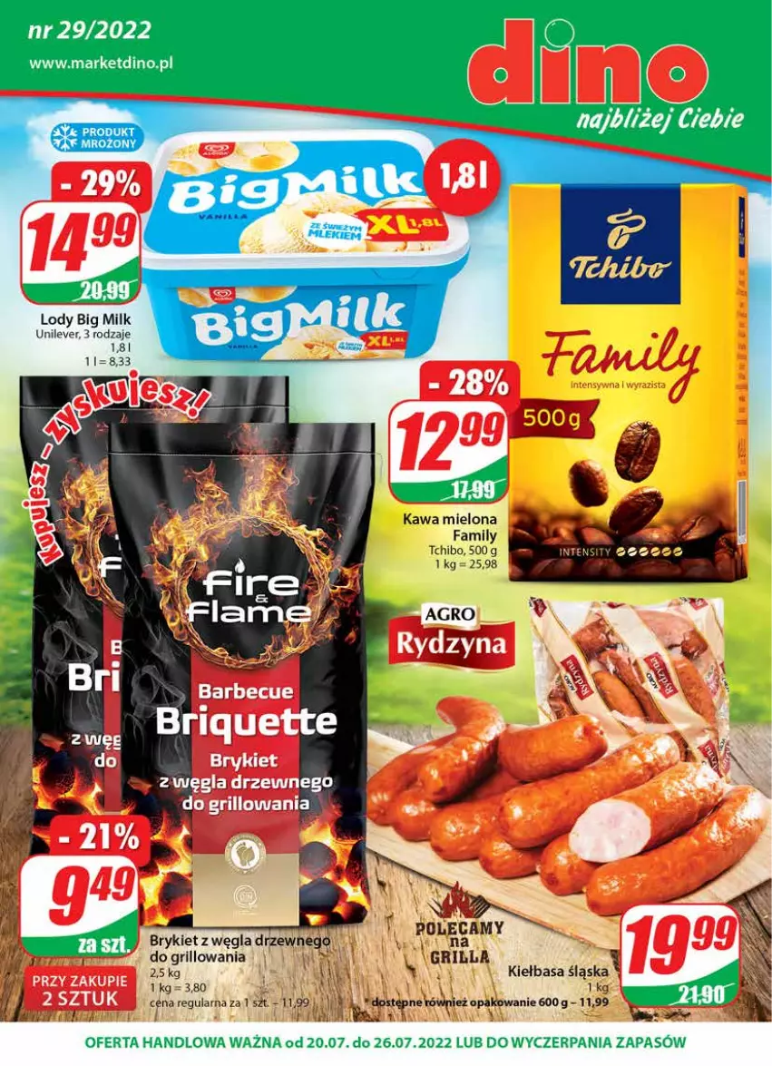 Gazetka promocyjna Dino - Gazetka - ważna 20.07 do 26.07.2022 - strona 1 - produkty: Big Milk, Grill, JBL, Lody