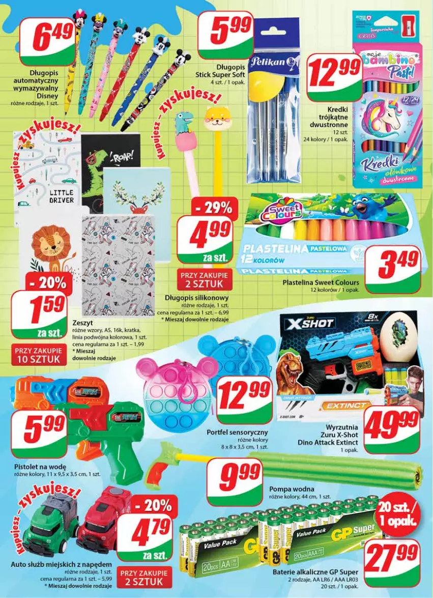 Gazetka promocyjna Dino - Gazetka - ważna 20.07 do 26.07.2022 - strona 20 - produkty: Baterie alkaliczne, Disney, Długopis, Fa, Pistolet, Por