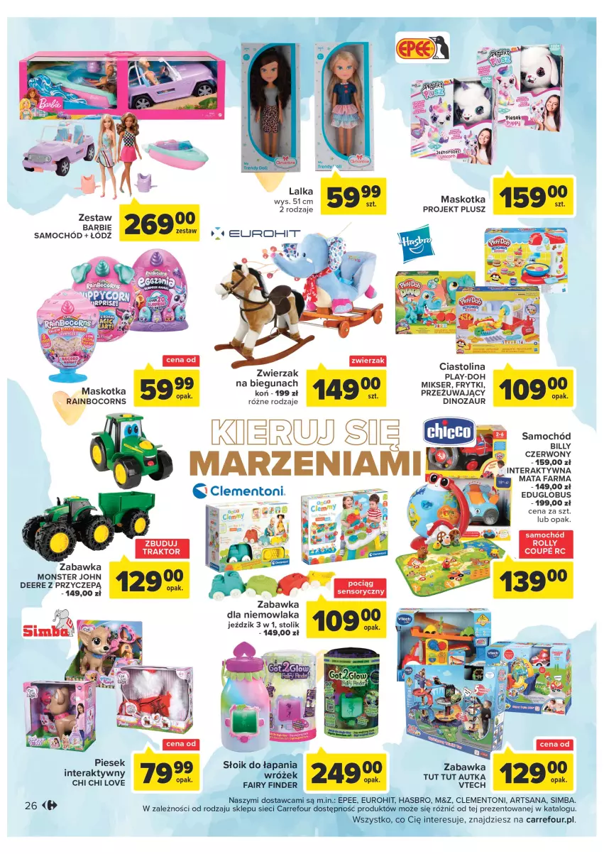 Gazetka promocyjna Carrefour - Gazetka Carrefour - ważna 22.11 do 03.12.2022 - strona 28 - produkty: Barbie, Billy, Dinozaur, Fa, Frytki, Lalka, Mikser, Play-Doh, Pociąg, Samochód, Ser, Stolik, Tera, Tut Tut, Zabawka