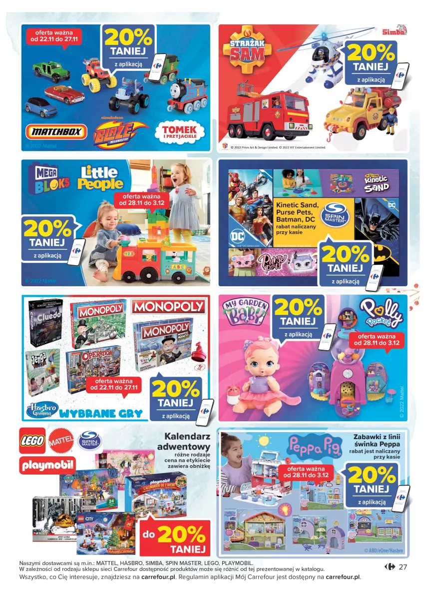 Gazetka promocyjna Carrefour - Gazetka Carrefour - ważna 22.11 do 03.12.2022 - strona 29 - produkty: Hasbro, Inka, Kalendarz, LEGO, Mattel, Mobil, Playmobil