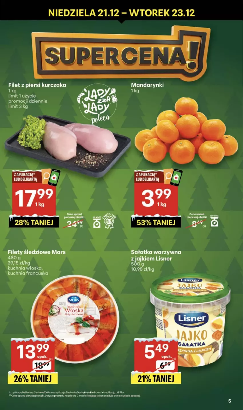 Gazetka promocyjna Delikatesy Centrum - Franczyza DC51 Czwartek - ważna 18.12 do 23.12.2025 - strona 5 - produkty: Filet z piersi kurczaka, Fotel, Koc, Kuchnia, Kurczak, Lisner, Mandarynki, Rum, Sałat, Sałatka, Sałatka warzywna, Woda