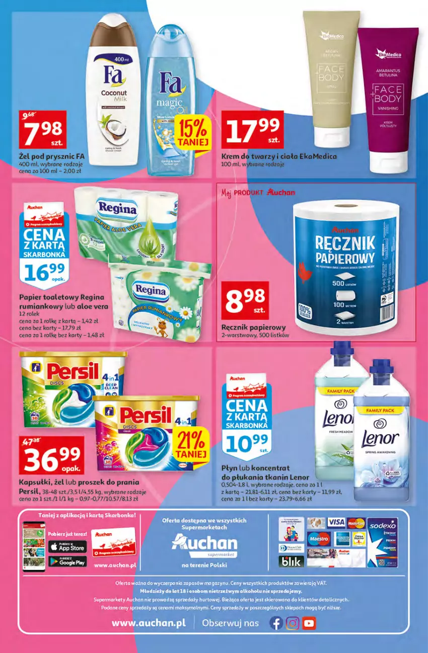 Gazetka promocyjna Auchan - Megapromocje są w cenie Supermarkety - ważna 12.05 do 18.05.2022 - strona 16 - produkty: Fa, Krem do twarzy, Lenor, Persil, Rum