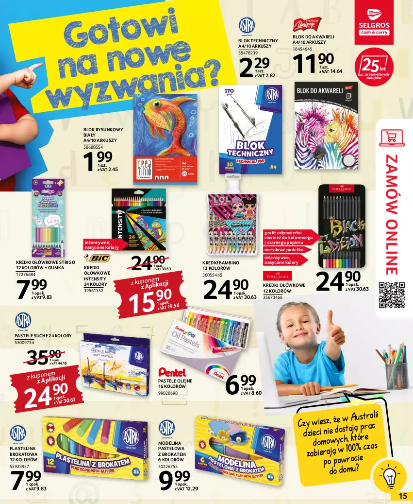 Gazetka promocyjna Selgros - Artykuły szkolne - ważna 28.07 do 10.08.2022 - strona 15 - produkty: Dzieci, Gra, Olej, Papier, Pastele olejne, Plastelina, Pudełko