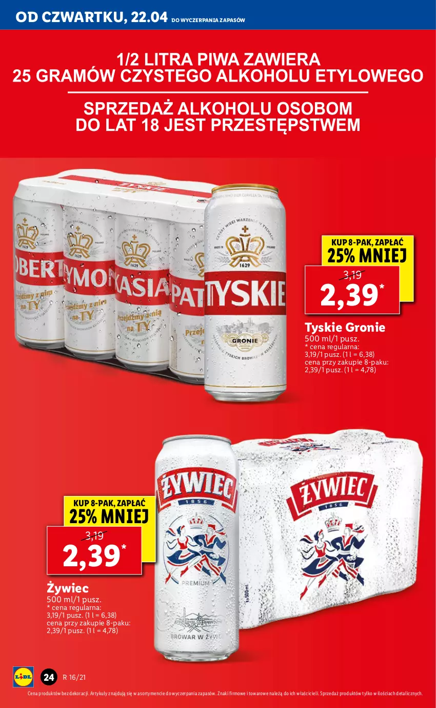 Gazetka promocyjna Lidl - GAZETKA - ważna 22.04 do 25.04.2021 - strona 24 - produkty: Tyskie