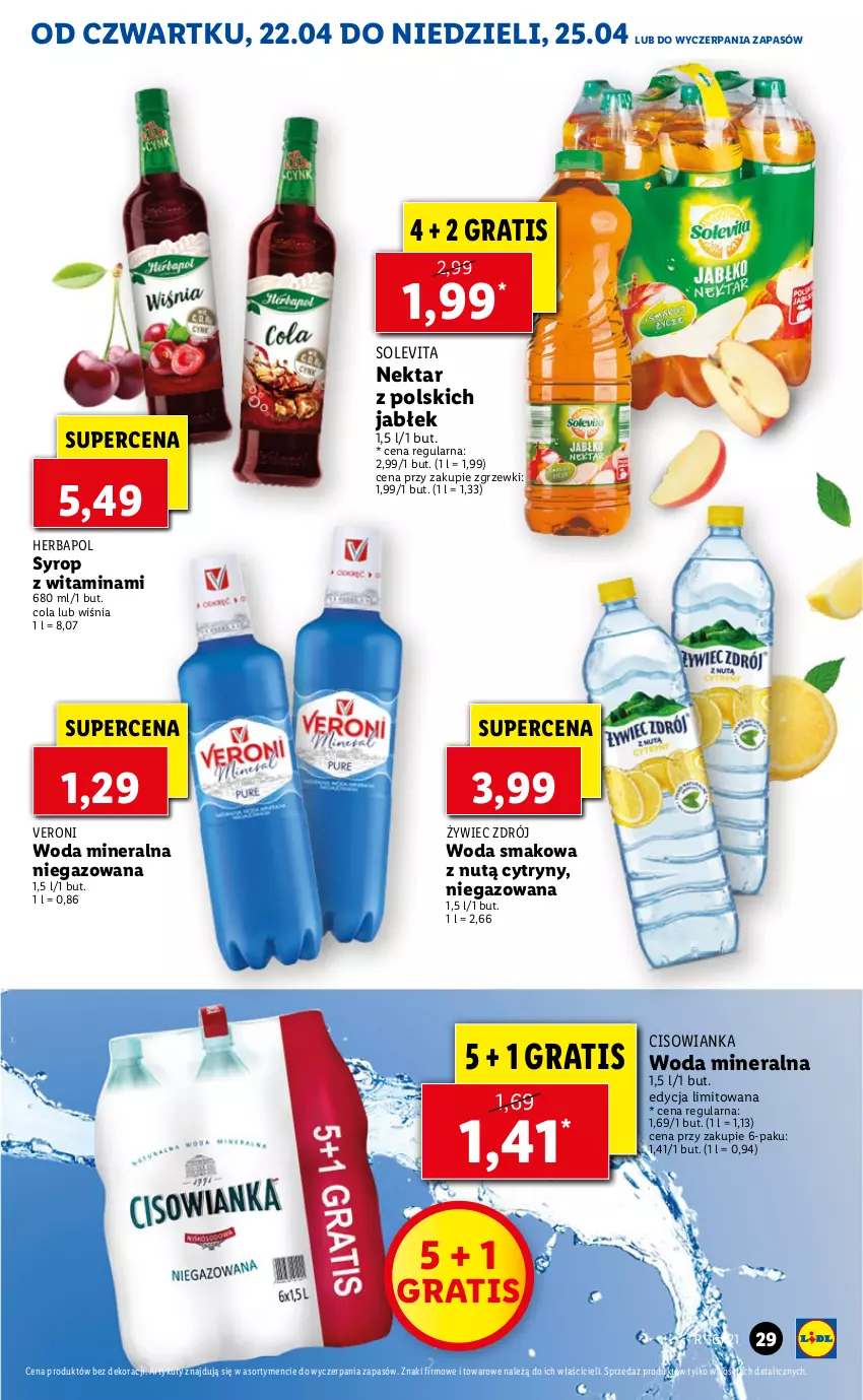 Gazetka promocyjna Lidl - GAZETKA - ważna 22.04 do 25.04.2021 - strona 29 - produkty: Cisowianka, Cytryny, Gra, Herbapol, Nektar, Syrop, Woda, Woda mineralna