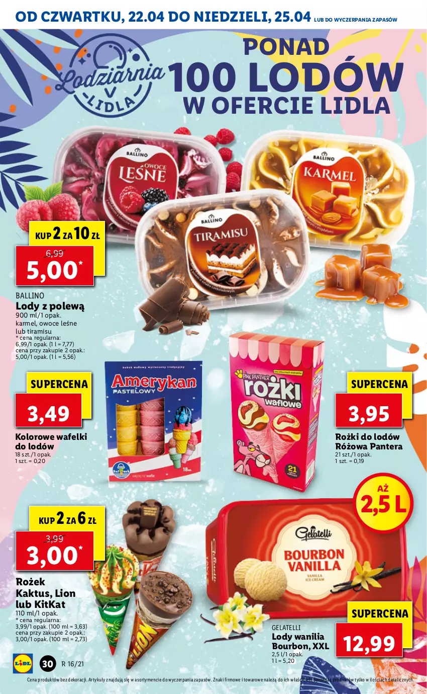 Gazetka promocyjna Lidl - GAZETKA - ważna 22.04 do 25.04.2021 - strona 30 - produkty: Bourbon, Kaktus, Lion, Lody, Owoce, Tera