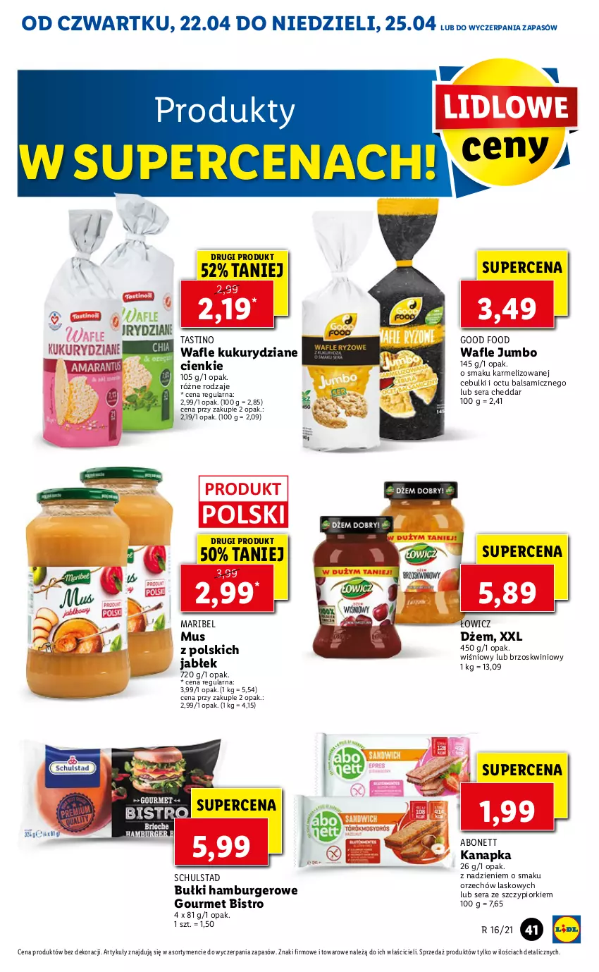 Gazetka promocyjna Lidl - GAZETKA - ważna 22.04 do 25.04.2021 - strona 41 - produkty: Burger, Cheddar, Dżem, Hamburger, Mus, Ser