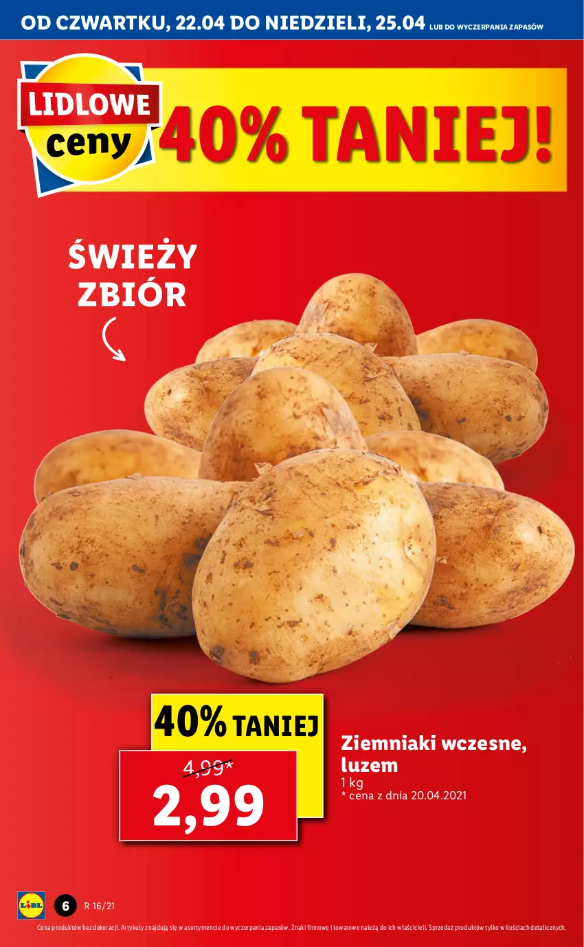 Gazetka promocyjna Lidl - GAZETKA - ważna 22.04 do 25.04.2021 - strona 6 - produkty: Ziemniaki