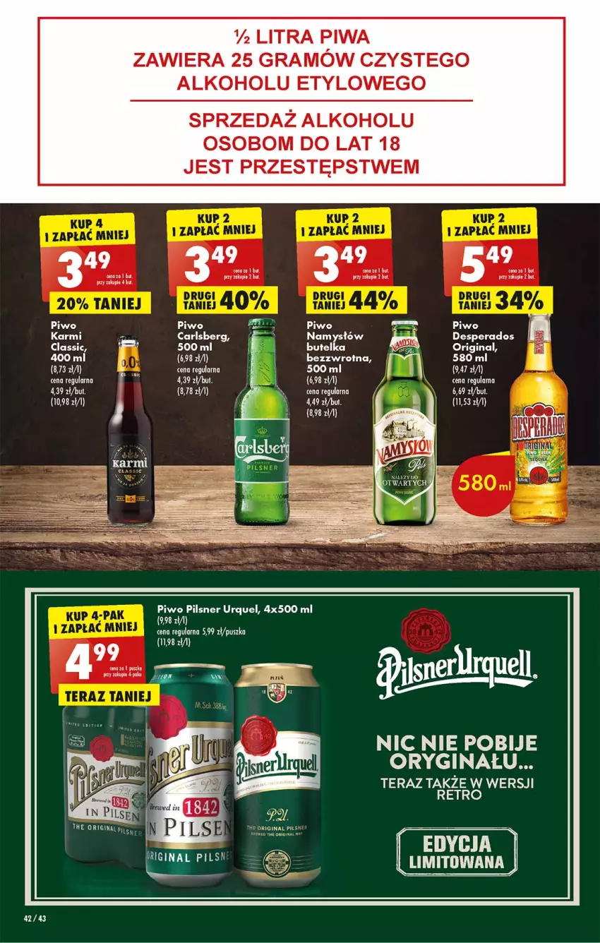 Gazetka promocyjna Biedronka - Od poniedzialku - ważna 26.06 do 01.07.2023 - strona 42 - produkty: Carlsberg, Desperados, Gin, Gra, Karmi, Leon, Namysłów, Piwa, Piwo, Tera