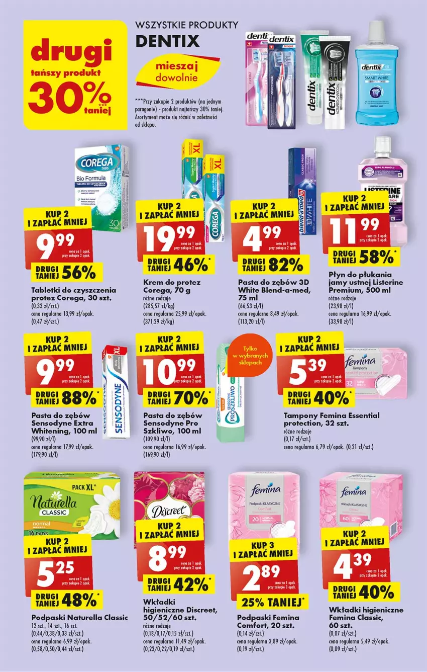 Gazetka promocyjna Biedronka - Od poniedzialku - ważna 26.06 do 01.07.2023 - strona 49 - produkty: Blend-a-Med, Corega, Discreet, Listerine, Naturell, Naturella, Pasta do zębów, Płyn do płukania, Podpaski, Puma, Sensodyne, Ser, Tablet, Tampony, Wkładki